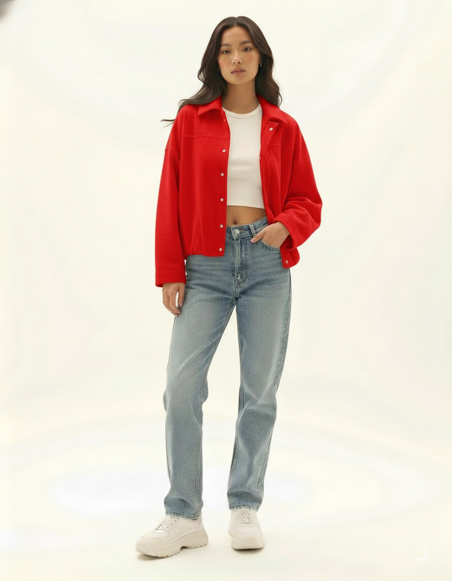 Red comfortable jacket for women
