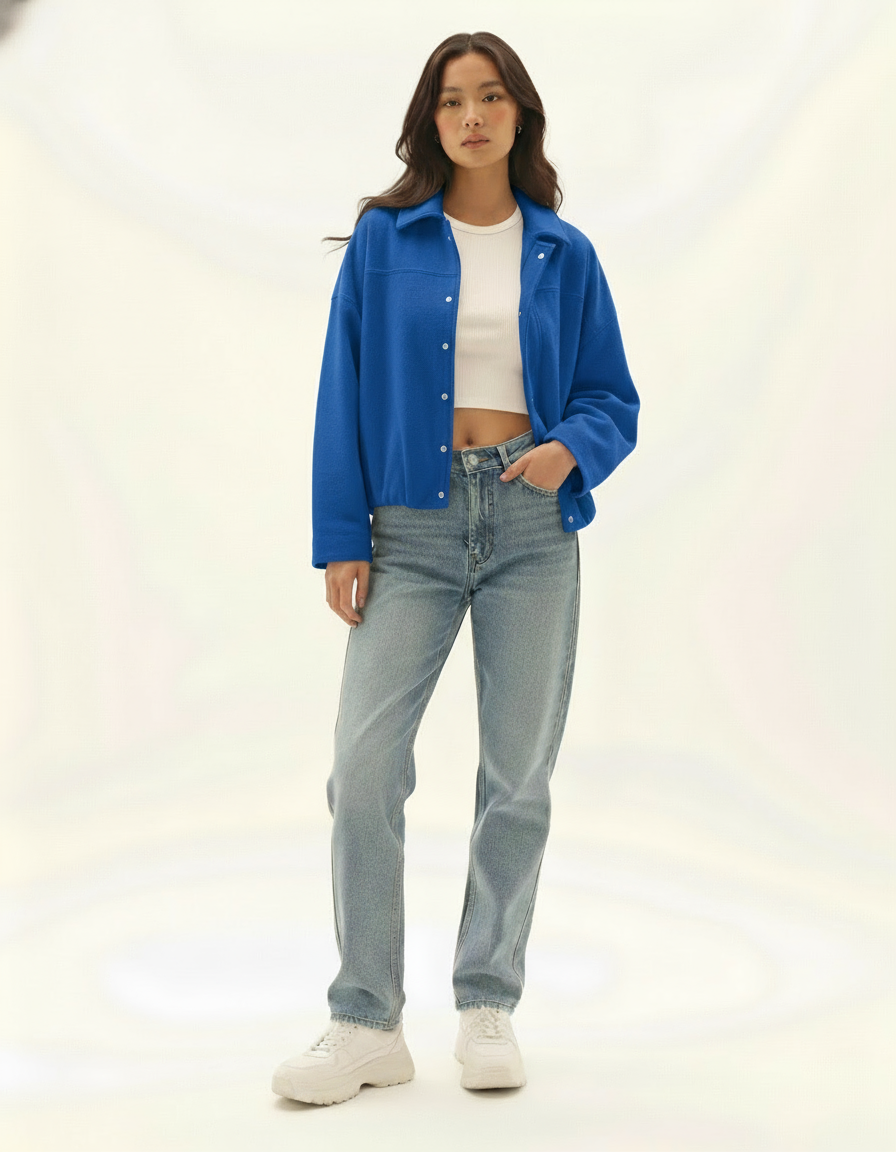 Blue comfortable jacket for women